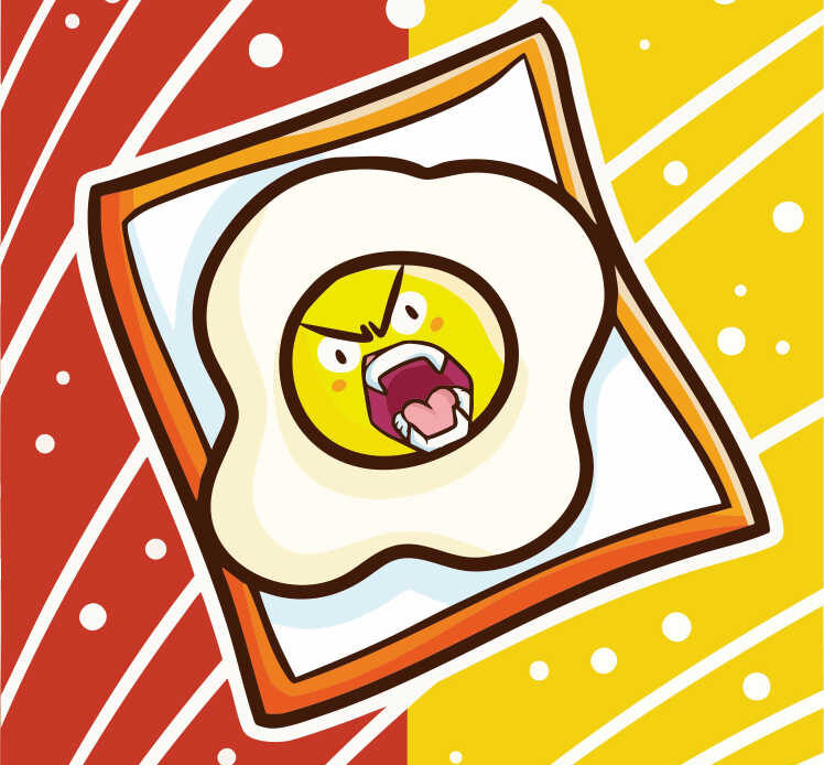 Cartoon egg on toast with an angry expression, symbolizing emotional immaturity and reactive behavior.